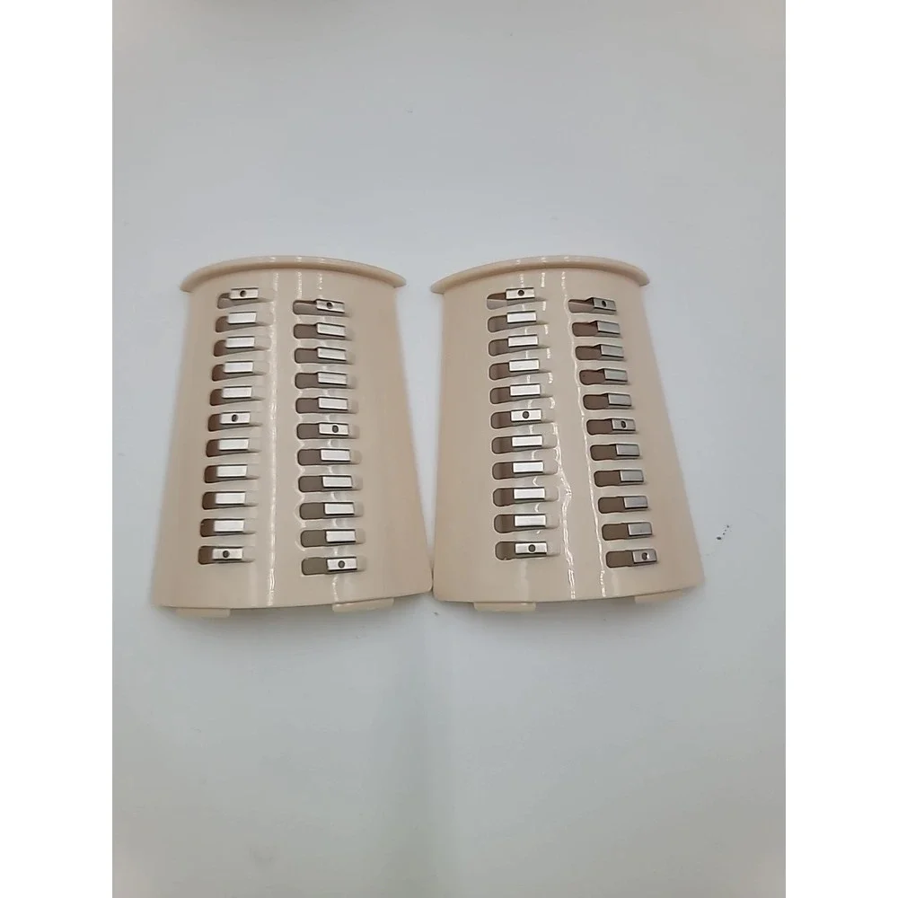 Manual Rotary Cheese Vegetable Grater Shredder Suction Base & 12 Blades Beige